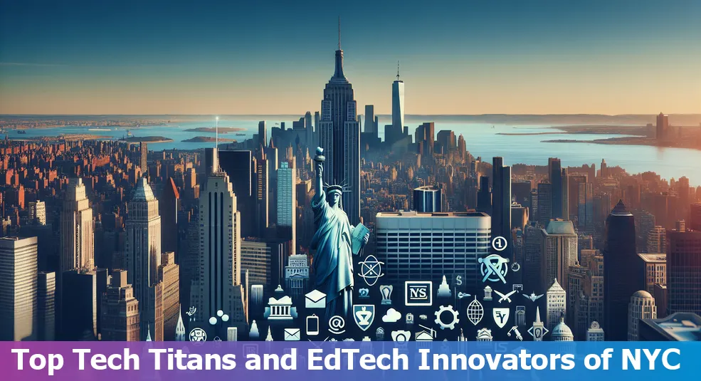 New York City skyline, symbolizing its booming tech industry and education sector in 2024