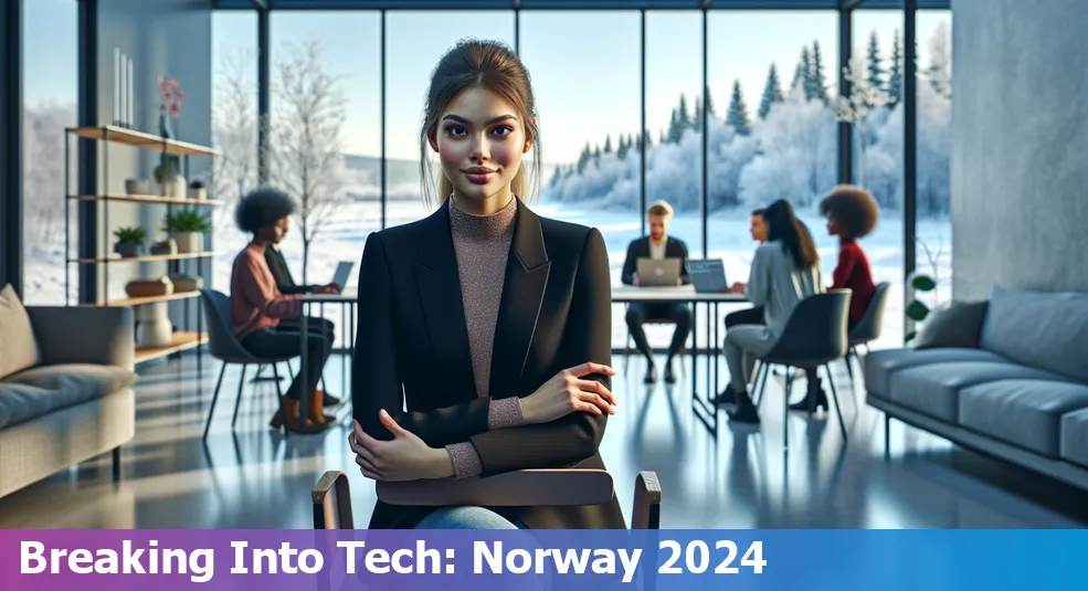 Getting a Job in Tech in Norway in 2024 guide with Norwegian flag.