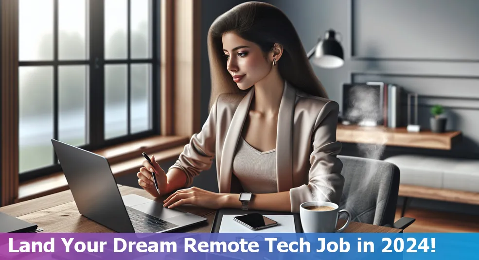 A person sitting at a desk working remotely on a tech job, representing the Nucamp-Flex strategies for landing remote tech jobs in 2024.