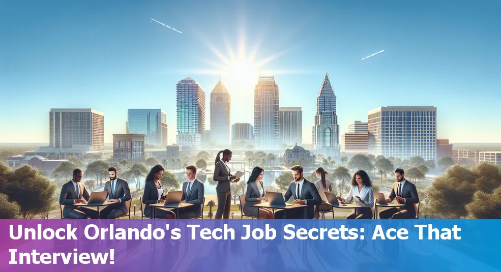 A person studying for technical interviews highlighted by Orlando's city landmarks