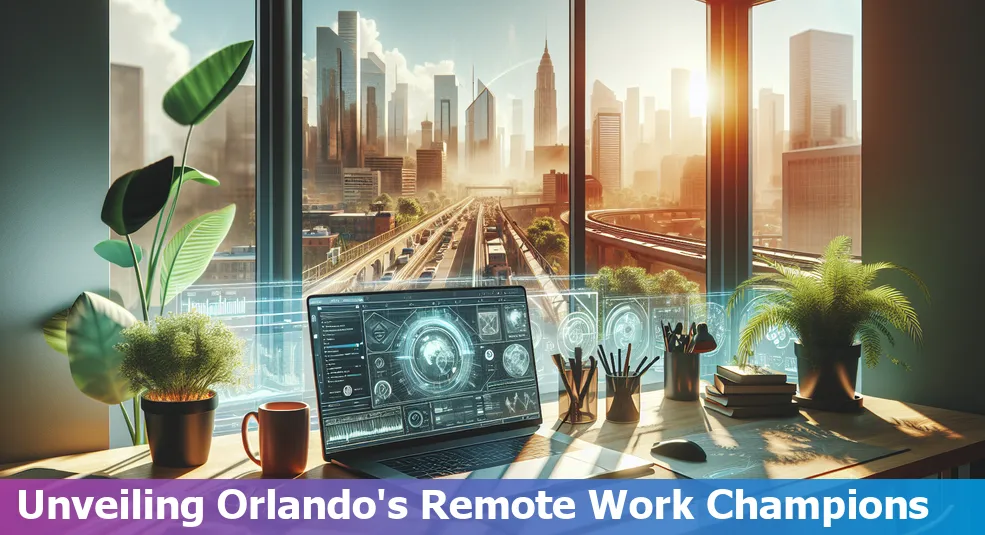 A diverse group of professionals in Orlando collaborating remotely using various platforms