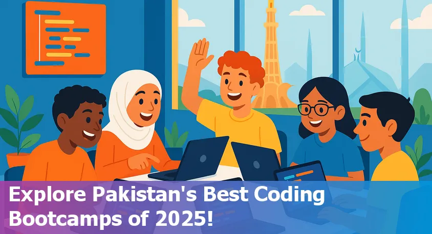 Pakistani coding students collaborating online with laptops, reviewing top coding bootcamp options for 2025.