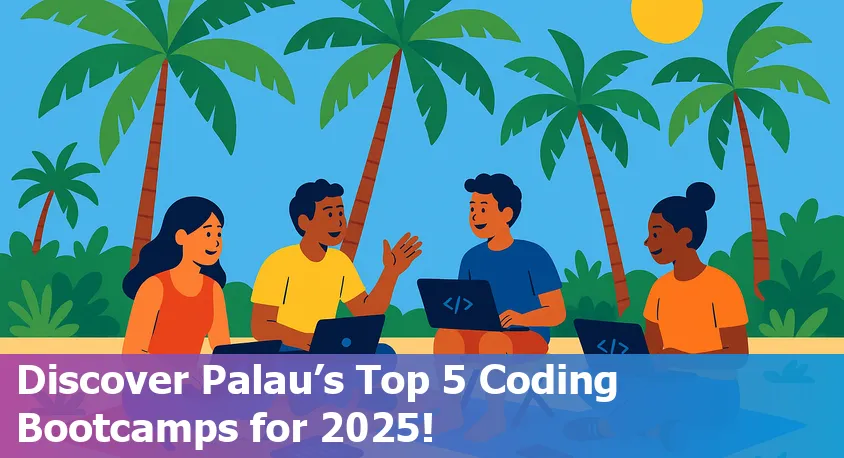Group of diverse students engaged in a collaborative coding bootcamp session in Palau, 2025