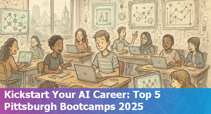 Students in Pittsburgh learning AI together at a tech bootcamp with laptops and mentorship.