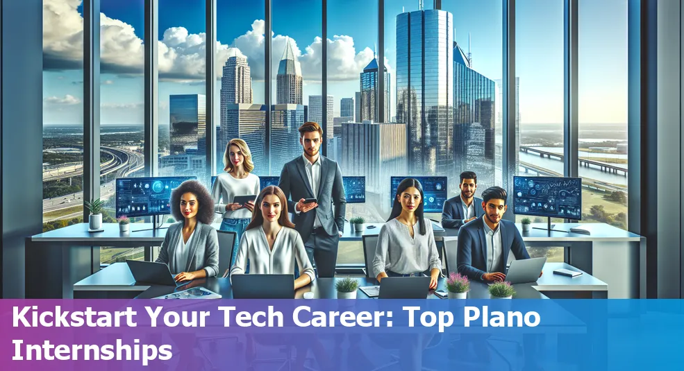 Collage of tech company logos offering internships in Plano, Texas.