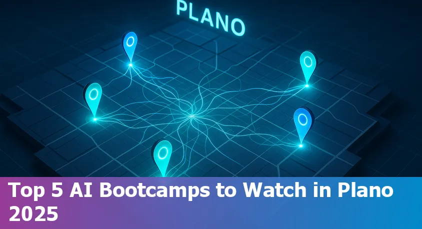 A diverse group of students and professionals attending an AI bootcamp in Plano, Texas, surrounded by laptops and digital learning screens.