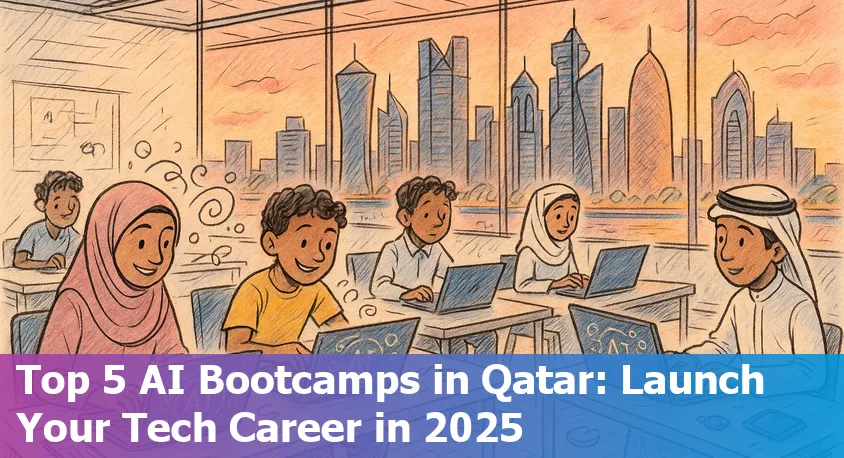 Students in Qatar learning AI and machine learning concepts at a bootcamp with laptops and instructors.