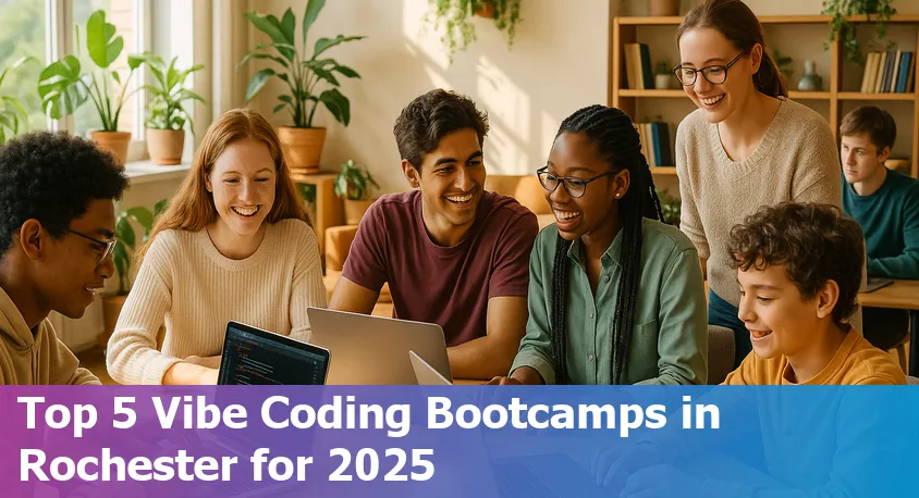Aspiring beginner coders collaborating in Rochester, NY’s vibrant bootcamp community in 2025