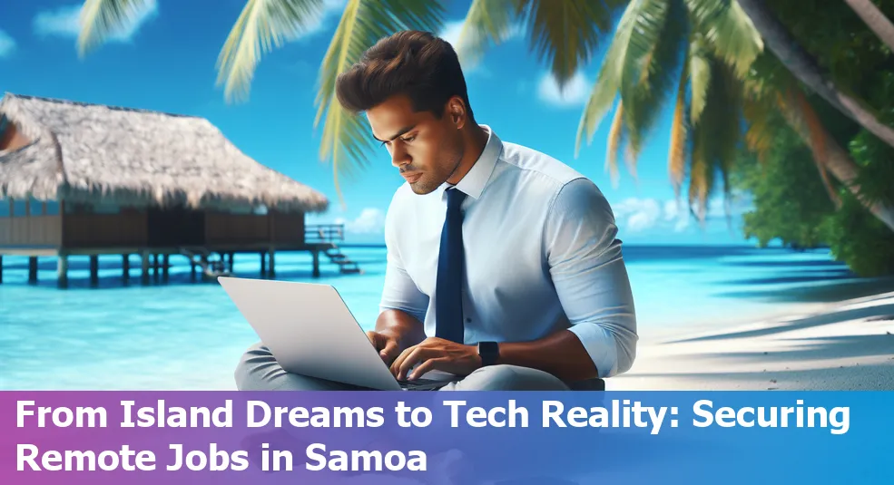 A resident of Samoa working remotely on a tech job from their home or any scenic spot in Samoa.