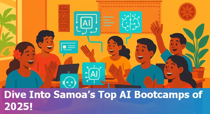 Samoan student studying AI programming on a laptop with tropical background in 2025.
