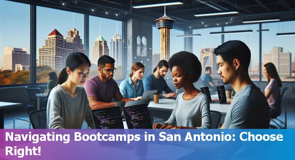 stack of coding books with the skyline of San Antonio in the background