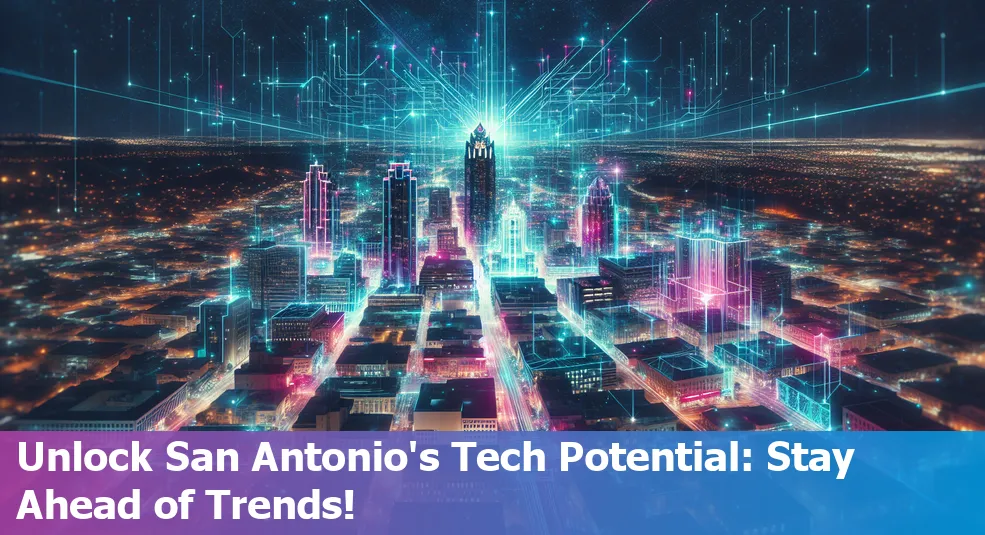 San Antonio skyline with innovative tech graphics