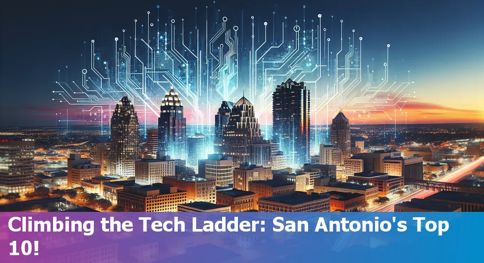 San Antonio skyline with a visualization of tech jobs