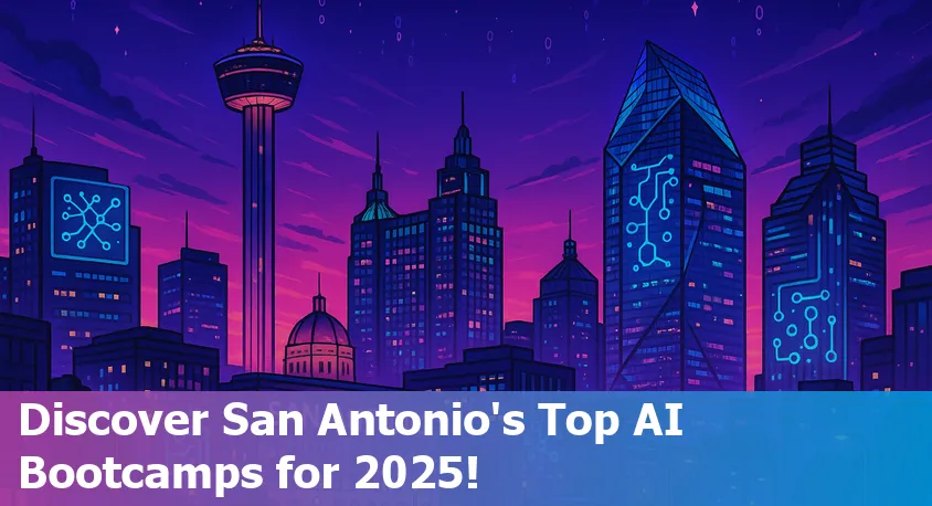 Students collaborating at an AI bootcamp in San Antonio, Texas, in 2025 with laptops and data visualizations.