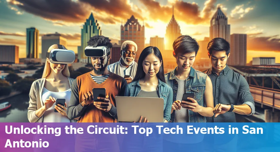 A group of tech enthusiasts networking at a tech event in San Antonio