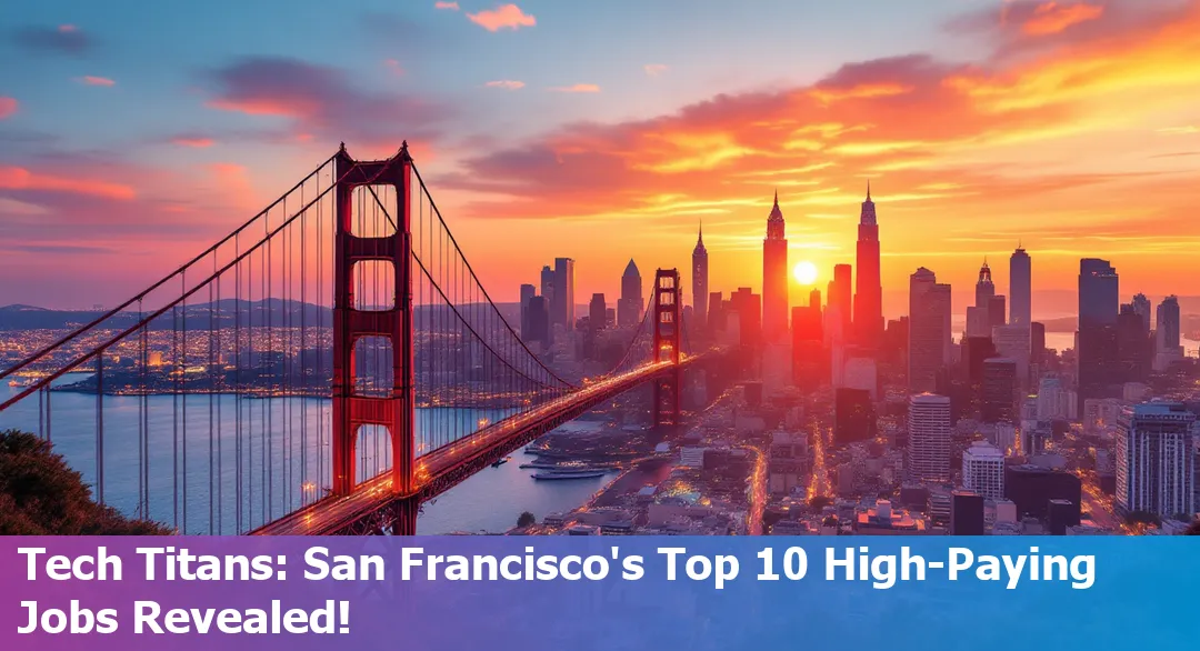San Francisco cityscape with tech icons representing top tech jobs.