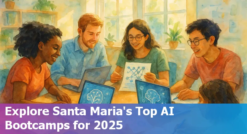 Santa Maria student comparing top online AI bootcamps in 2025 on a laptop.