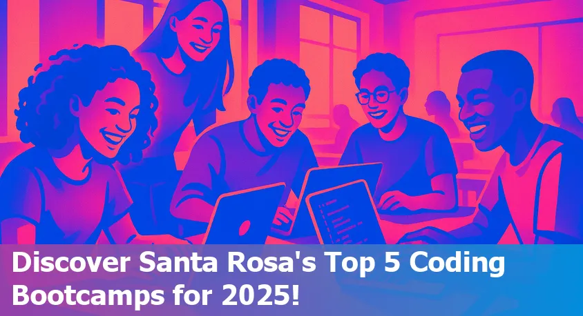 Students collaborating in a modern coding bootcamp classroom in Santa Rosa, California in 2025.
