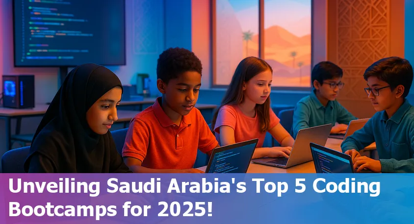 Students in Saudi Arabia collaborating and coding together at a modern bootcamp space