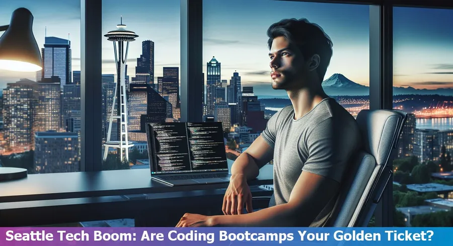 Seattle skyline illustrating the growth of tech and coding bootcamps in the city.