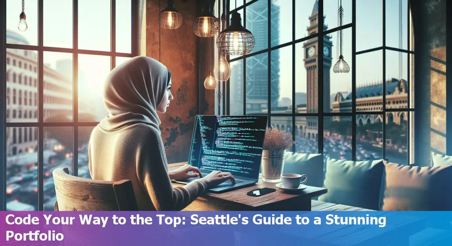 Coding portfolio tips in Seattle with iconic skyline background