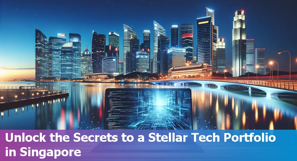 Tech portfolio examples with Singapore skyline in the background