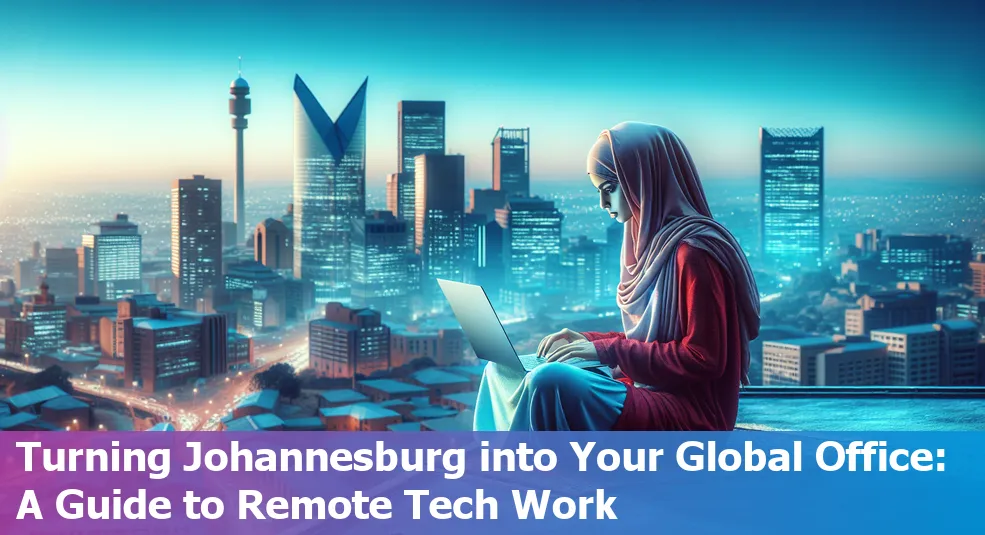 Remote worker in Johannesburg looking at the city skyline