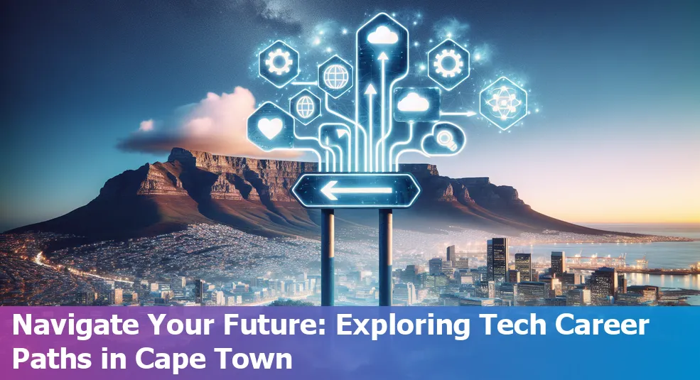 Silhouette of a person working on a laptop with Table Mountain in the background, symbolizing tech careers in Cape Town