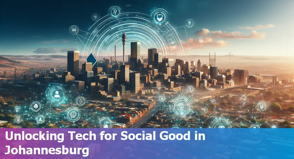 Graphics depicting Tech for Social Good initiatives in Johannesburg, South Africa