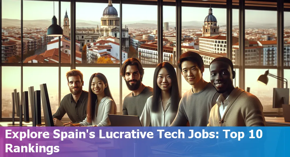 Overview of top high-paying tech jobs in Spain with icons representing various tech roles.