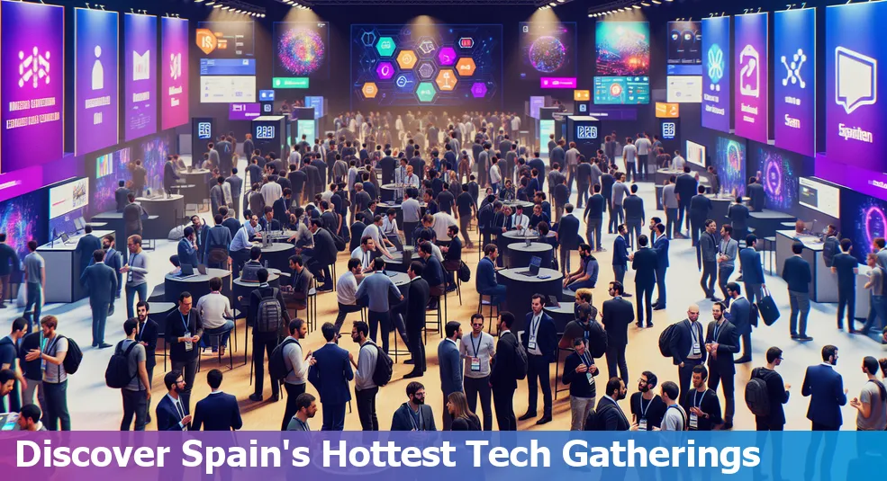 Attendees networking at a tech conference in Spain