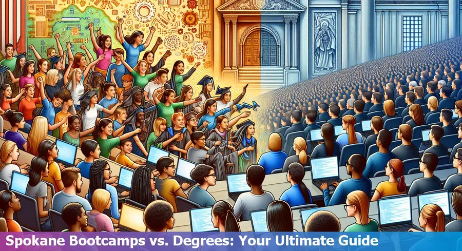 Spokane coding bootcamp classroom versus traditional university lecture hall