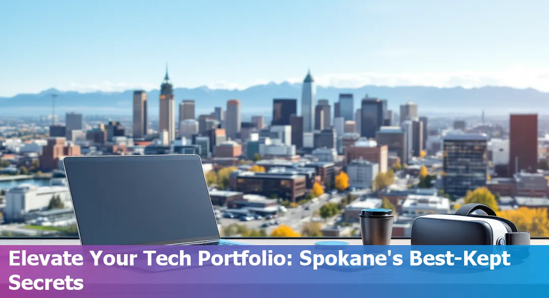 Laptop and coding project materials for tech portfolio creation in Spokane.