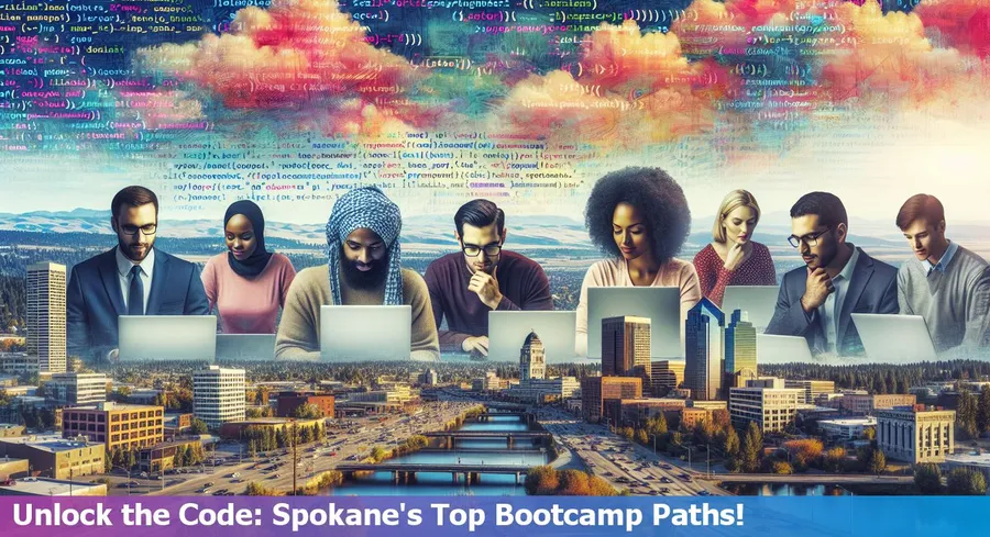 Coding bootcamp options in Spokane city skyline backdrop