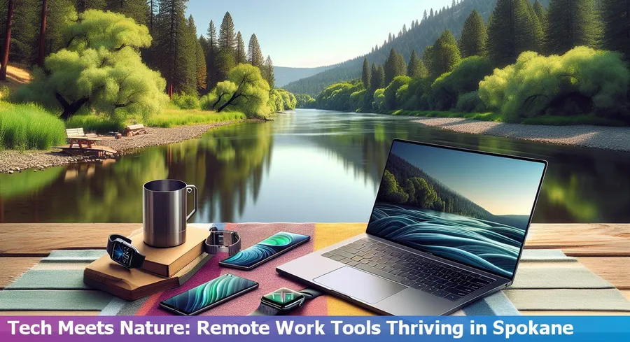 Remote work setup with various tools used by Spokane professionals