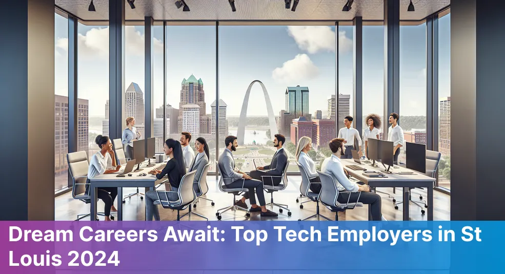 St. Louis skyline with tech company logos representing top employers of 2024.