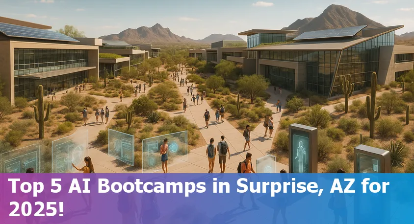 Laptop and study materials on a desk with AI code on screen, representing top AI bootcamps in Surprise, Arizona in 2025.