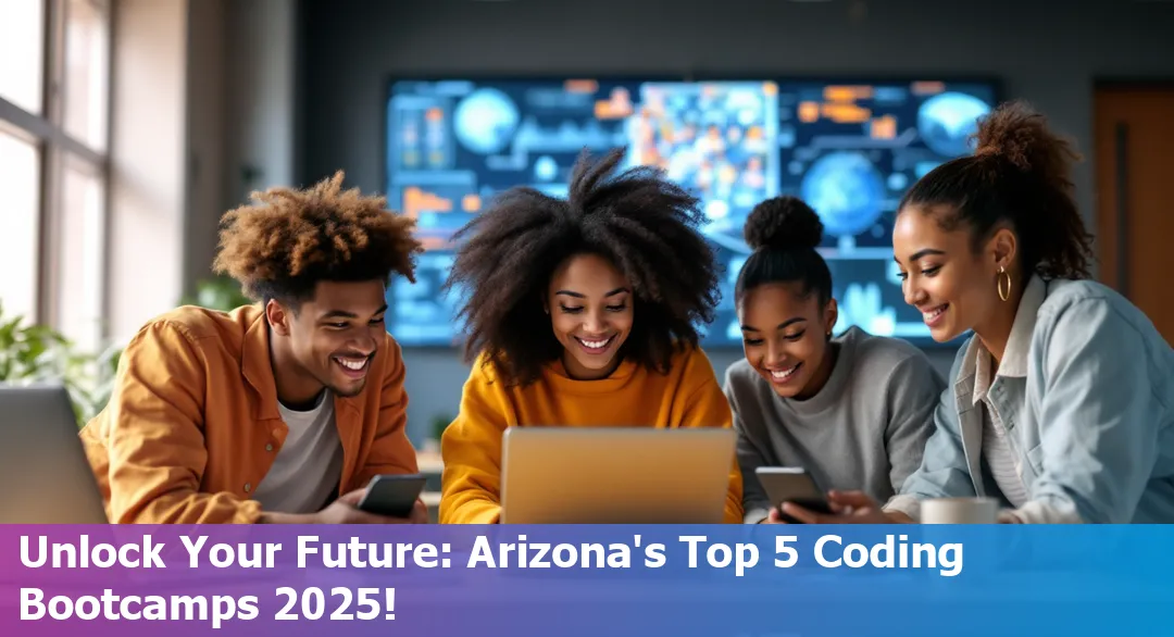 A diverse group of students engaged in a coding bootcamp in Surprise, Arizona, learning programming skills.