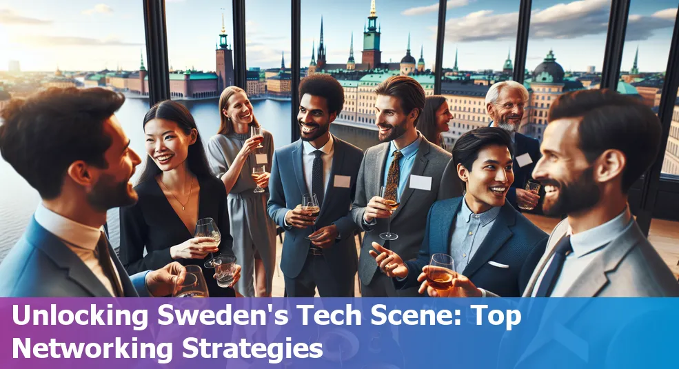 People networking at a tech event in Sweden; collaborative environment; Sweden's tech scene