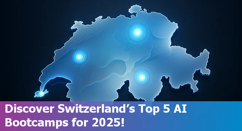 Students collaborating at a modern AI bootcamp in Switzerland with laptops and digital whiteboards
