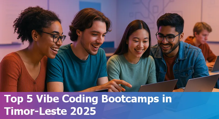 Coding students in Timor-Leste collaborating online with vibrant community energy, representing top coding bootcamps for 2025