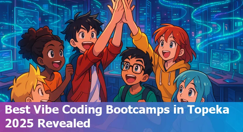 Modern coding bootcamp students collaborating online with laptops in Topeka, Kansas, 2025.