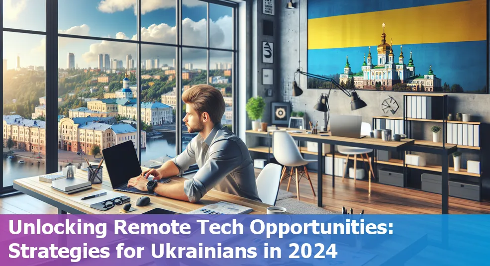 Young professional working remotely from Ukraine on a tech job in 2024