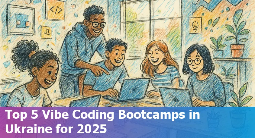 Group of diverse students collaborating at a coding bootcamp in Ukraine in 2025.