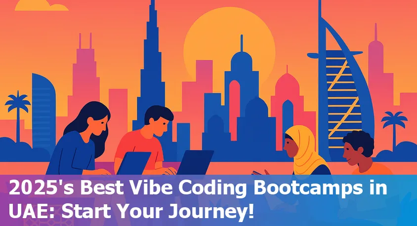 Students collaborating in a bright Dubai classroom at a leading coding bootcamp, with city skyline in the background