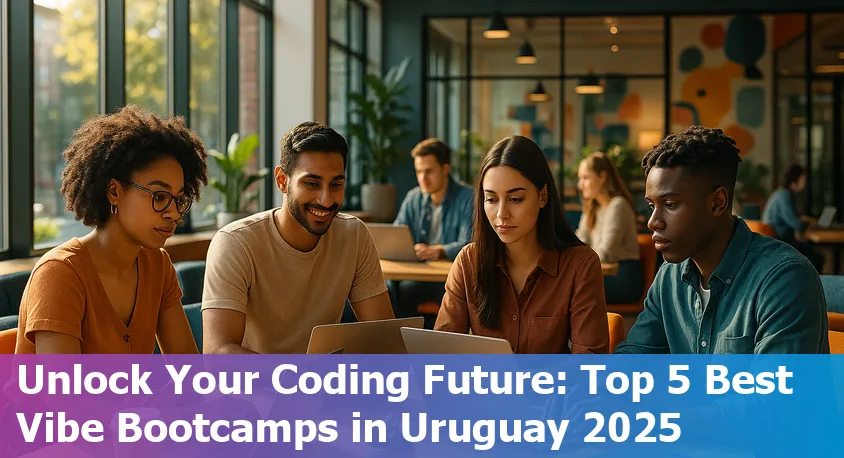 Students learning to code together in a modern classroom in Montevideo, Uruguay in 2025.