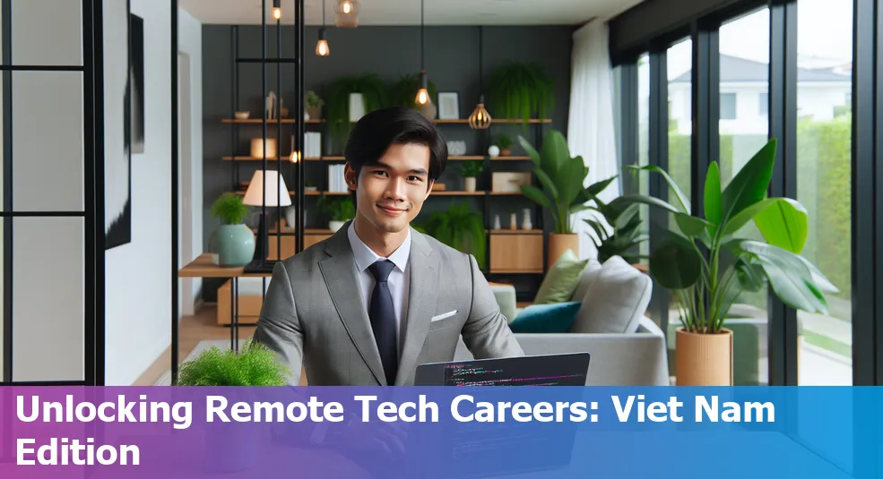 Guide to landing a remote tech job from Viet Nam, featuring steps for skills building, resume crafting, job searching, and interview tips.