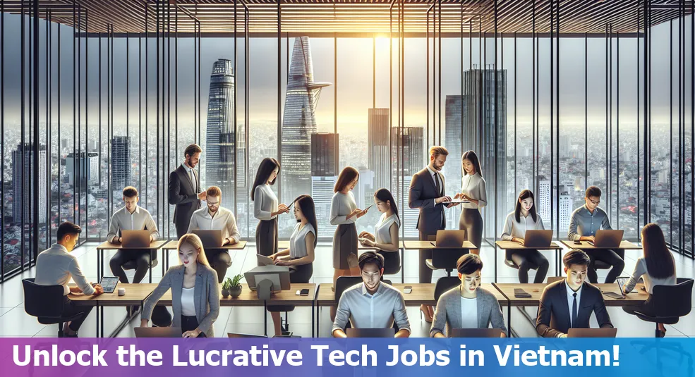 Top 10 high-paying tech jobs in Vietnam list with icons representing each job role.