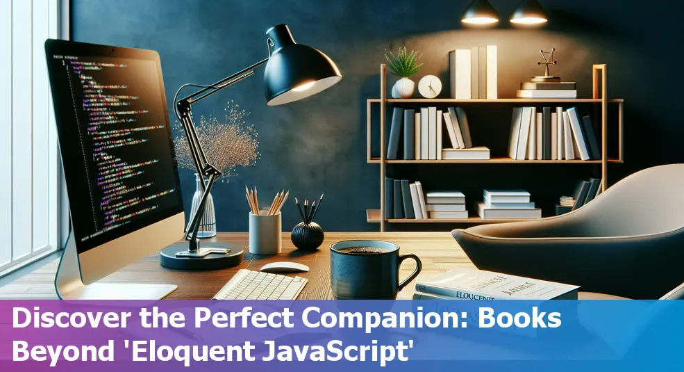 A stack of JavaScript books with "Eloquent JavaScript" on top