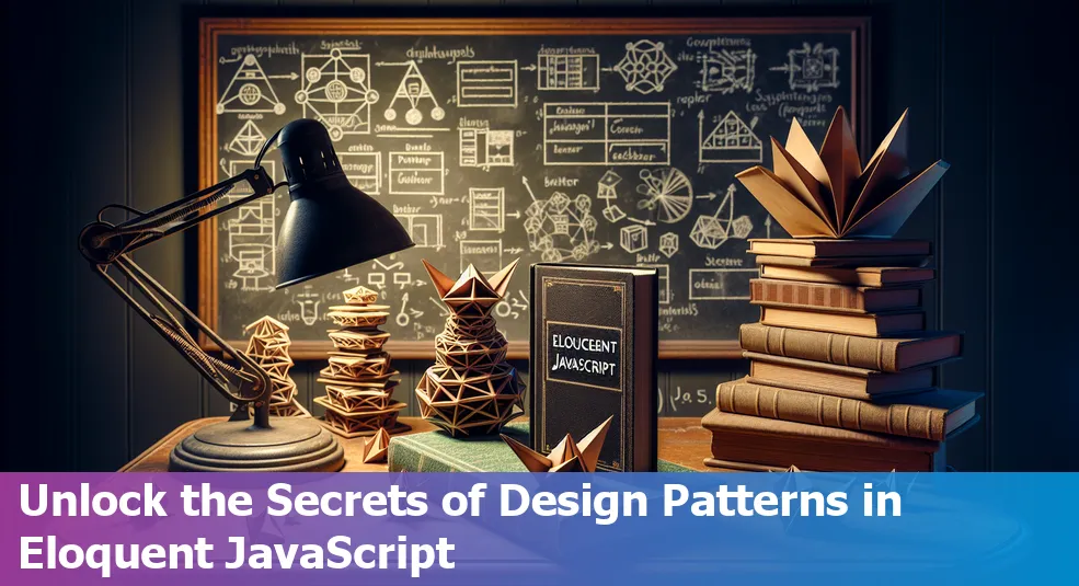 Book cover of Eloquent JavaScript with design pattern illustrations